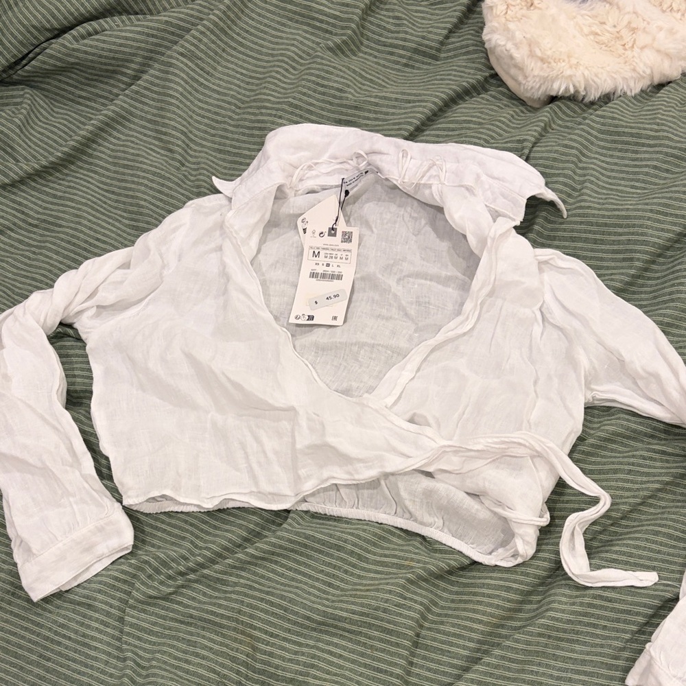White Wrap Crop Top